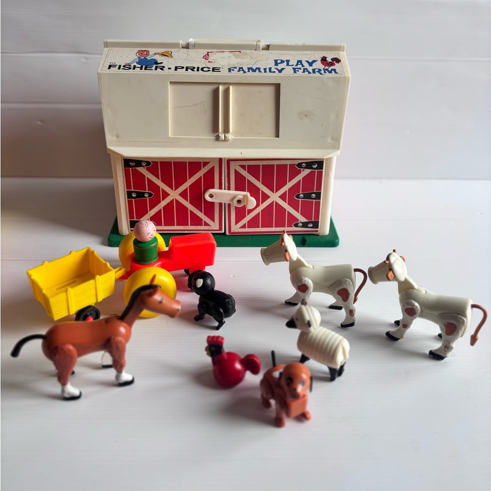 Vintage Fisher Price Play Family Farm 1967 Barn Animals Set